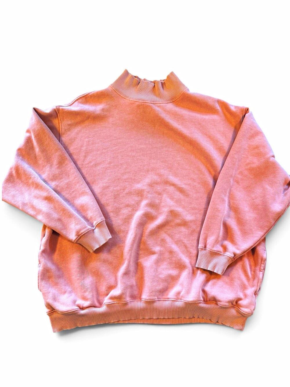 Aerie Women’s XL Oversized Mock Neck Sweatshirt Dusty Pink Side Pockets